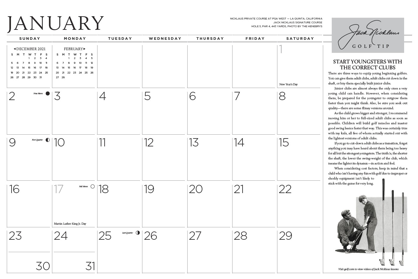 Nicklaus Golf Calendar - Datepad
